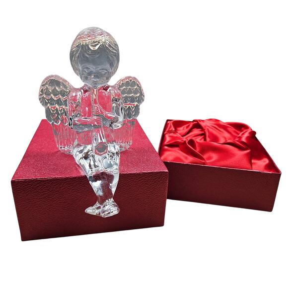 Waterford Crystal Sitting Cherub Angel Trumpet Horn Shelf Sitter 1998 Ireland - Picture 5 of 10